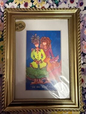 She Who Is My Mom Suzy Toronto Vintage 2001 New Art Print & Vtg Brass Frame